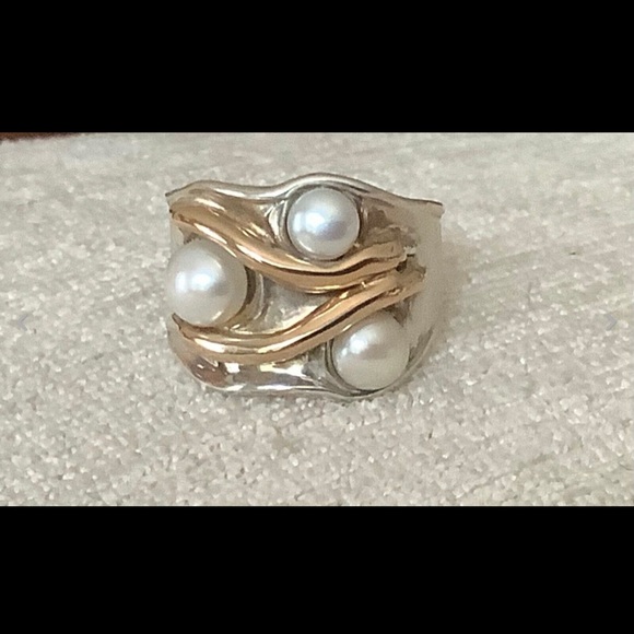 Hagit Gorali Sterling Silver & 14k gold Pearl ring - Picture 10 of 13
